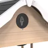 Close-up view of a wooden playhouse with an ice cream cone graphic. Produktbild-Vorschau