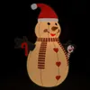 An inflatable snowman decoration with a Santa hat, scarf, and candy cane. Produktbild-Vorschau
