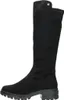 A studio shot of a single black boot. Voir les images du produit