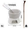 8x Keramik Schokofondue Set,weiß, inkl. 2 Edelstahlgabeln, Produktbild-Vorschau 2