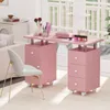 Stół do manicure COSTWAY z elektrycznym odkurzaczem, stół Podgląd zdjęcia produktu 2