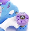 A close-up view of a roller skate wheel and part of the boot. Náhled obrázku produktu