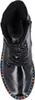 A top-down view of a black patent leather boot with colorful polka dots around the sole. Anteprima dell’immagine prodotto