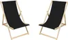 Two black deck chairs with wooden frames are shown against a white background. Produktbild-Vorschau