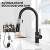 Grifo de cocina extensible, color negro, acero inoxidable Vista previa de la imagen del producto 7