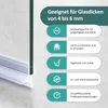 A close-up of a shower door seal with marketing text and icons highlighting product features. Produktbild-Vorschau
