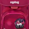 Close-up of a pink backpack with a unicorn patch. Produktbild-Vorschau