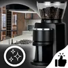 A coffee grinder is shown in the foreground, with a kitchen scene in the background. There are also graphic overlays. Produktbild-Vorschau