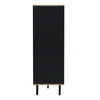 A tall, narrow black cabinet with a light brown top edge and four black legs, shown against a white background. Produktbild-Vorschau