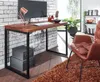 A modern home office setup with a wooden desk, computer, and chair. Produktbild-Vorschau