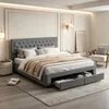 Letto imbottito con boxspring, dimensioni 160x200 cm, con Anteprima dell’immagine prodotto 3