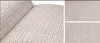 A collage of close-up images showing the texture and weave of beige fabric, likely upholstery for a bed frame. Produktbild-Vorschau