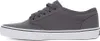 A side view of a gray canvas Vans shoe with a white sole. Produktbild-Vorschau