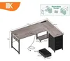 Eckschreibtisch L-Form mit 4 Schubladen, Steckdose & USB, Produktbild-Vorschau 3