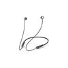 A pair of black wireless earbuds with a connecting neckband, presented on a white background.