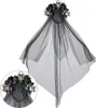 Blumenhaarreif Schleier Totenköpfe schwarz Produktbild-Vorschau 5