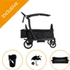 KETTLER Klappbollerwagen Compact Schwarz - inklusive Getränkehalter, Regenschutz und Tablett Voir les images du produit