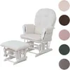 A white glider chair and ottoman set against a white background, with color swatches on the right. Anteprima dell’immagine prodotto