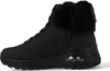 A side view of a black Skechers sneaker boot with fur trim. Produktbild-Vorschau