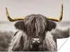 MuchoWow® Poster Scottish Highlander - Schwarz - Weiß - Produktbild-Vorschau 1