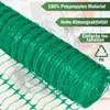 A roll of green netting is shown in the foreground, with a person in the background working on a construction site. Produktbild-Vorschau