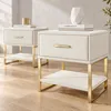 Ensemble de deux tables de chevet avec tiroir, en velours Voir les images du produit 3