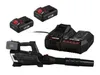 A cordless leaf blower, two batteries, and a charger are arranged on a white background. Produktbild-Vorschau