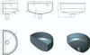 A collage of technical drawings and 3D renders of a sink basin. Produktbild-Vorschau