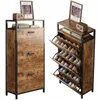 A shoe cabinet with multiple shelves and drawers, displayed in two different views. Náhľad obrázku produktu