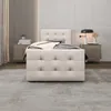 A bedroom scene with a bed, nightstands, and a lamp. Produktbild-Vorschau