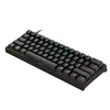 A black mechanical keyboard with RGB lighting is shown from a diagonal angle against a white background. Produktbild-Vorschau