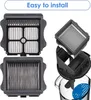 A collage of vacuum cleaner filters and parts, with text indicating ease of installation. Produktbild-Vorschau