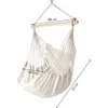 A cream-colored hammock chair with dimensions indicated by measurement lines and text. Náhled obrázku produktu