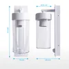 Two views of a white outdoor wall light with a clear cylinder and a motion sensor. Produktbild-Vorschau