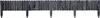 A dark-colored wooden garden border with pointed stakes. Voir les images du produit