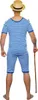Badeanzug Kostüm Retro Badeanzug blau-weiß historisch für Erwachsene Gr. S-XXL  20er Jahre Beachparty Fasching Karneval Mottoparty Produktbild-Vorschau