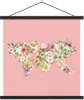 MuchoWow® Textilposter Weltkarte - Blumen - Pastell 120x120 Produktbild-Vorschau 1