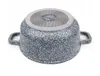 The bottom view of a speckled gray pot with two handles is shown against a white background. Produktbild-Vorschau