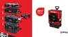 A collage of toolboxes and a packaged set of toolboxes with marketing text. Produktbild-Vorschau
