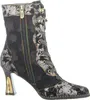 Laura Vita Damen Stiefelette floral Blumenmuster Metallic Produktbild-Vorschau 12
