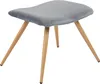 A gray upholstered stool with wooden legs on a white background. Náhľad obrázku produktu