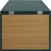 A front view of a dark gray and wood-grain colored robot lawn mower garage. Anteprima dell’immagine prodotto
