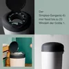A collage of images showing a diaper pail, its internal mechanism, and a close-up of its lid. Voir les images du produit