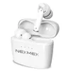 A pair of white wireless earbuds in their charging case. Produktbild-Vorschau