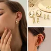 Ohrringe Set Damen Silber Gold Creolen Ohrstecker 14K Produktbild-Vorschau 4