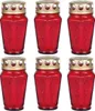 Grablicht aus Glas "Sechseck" 30h Rot (6er-Pack) – Produktbild-Vorschau 1