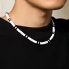 Männer Halskette Schwarz Weiß Bicolor Polymer Clay Retro Produktbild-Vorschau 3