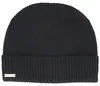 Seeberger Beanie mit Rippstrick-Umschlag in blau