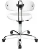 A white office chair with a silver base and wheels, shown from the back. Produktbild-Vorschau