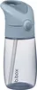 A close-up studio shot of a blue and gray b.box junior straw bottle with a transparent body. Voir les images du produit